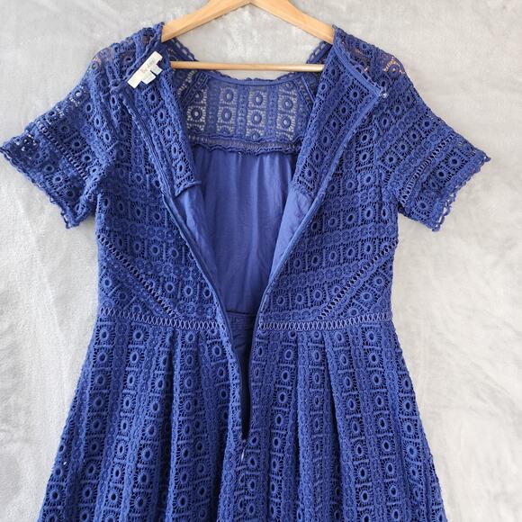 Boden Dress Womens Size 10 Imperial Blue Althea Crocheted Eyelet Lace 10R - Picture 6 of 10